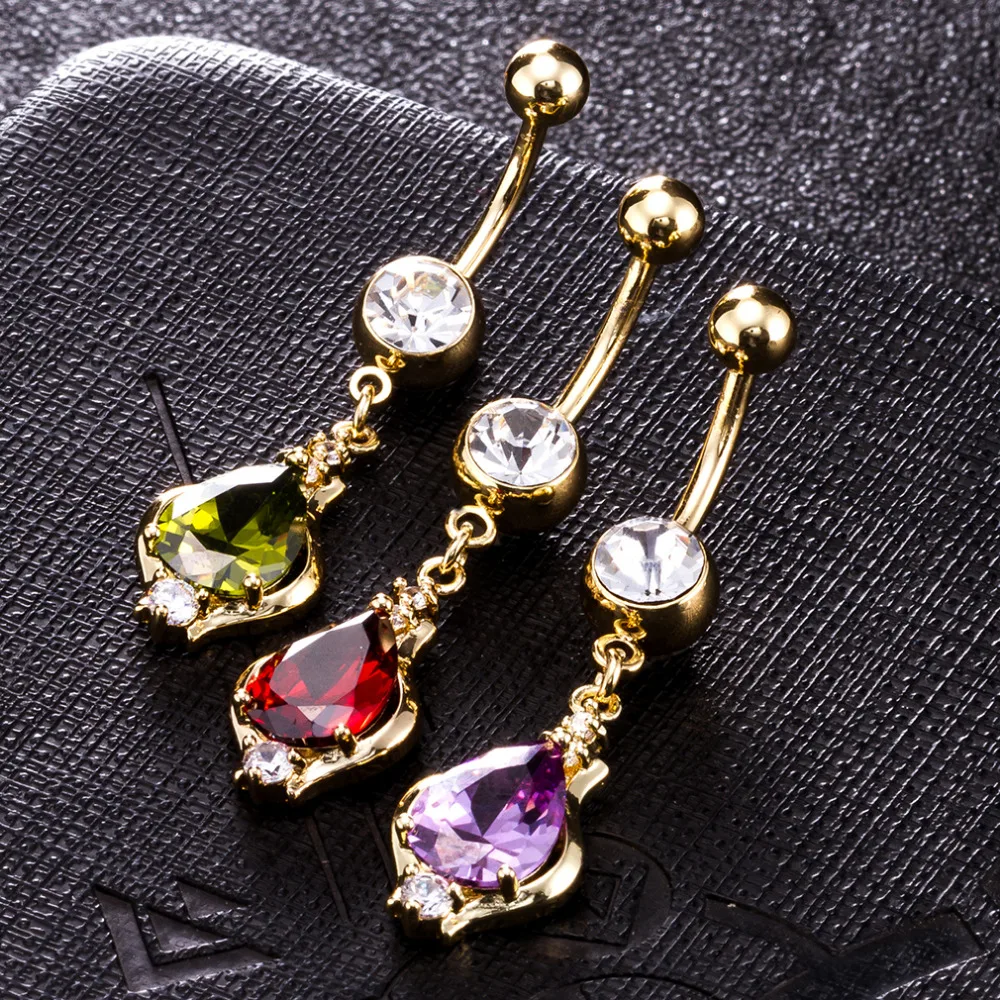 

Body Jewelry Piercing Navel Piercings for Women Summer Beach Sexy Jewelry Navel & Bell Button Rings Gold Color Water Drop Rings
