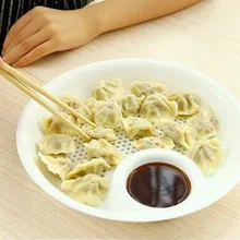 Neue Doppelablass Lebensmittel Knödel Platte mit Chili Sauce Essig Tauch Gericht Knödel gericht Küche zubehör Super Einfach Sauber