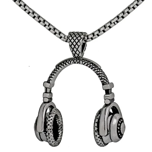 Music DJ Headphone Pendant Necklaces Stainless Steel Chain Men Women