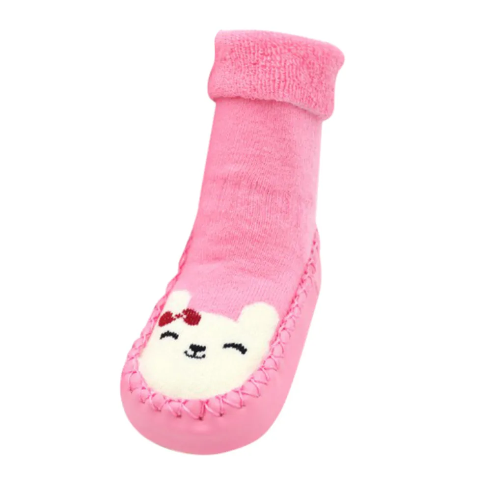 Осенние носки для новорожденных с рисунком; нескользящие носки-тапочки для маленьких мальчиков; милые носки с резиновой подошвой для маленьких девочек