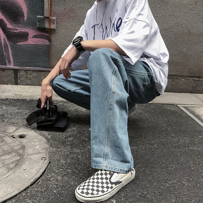 

Men Casual Loose Long Jeans Men Retro Baggy Vintage Washed Denim Pants Male Fashion Hiphop Jeans Streetwear Hot Sale
