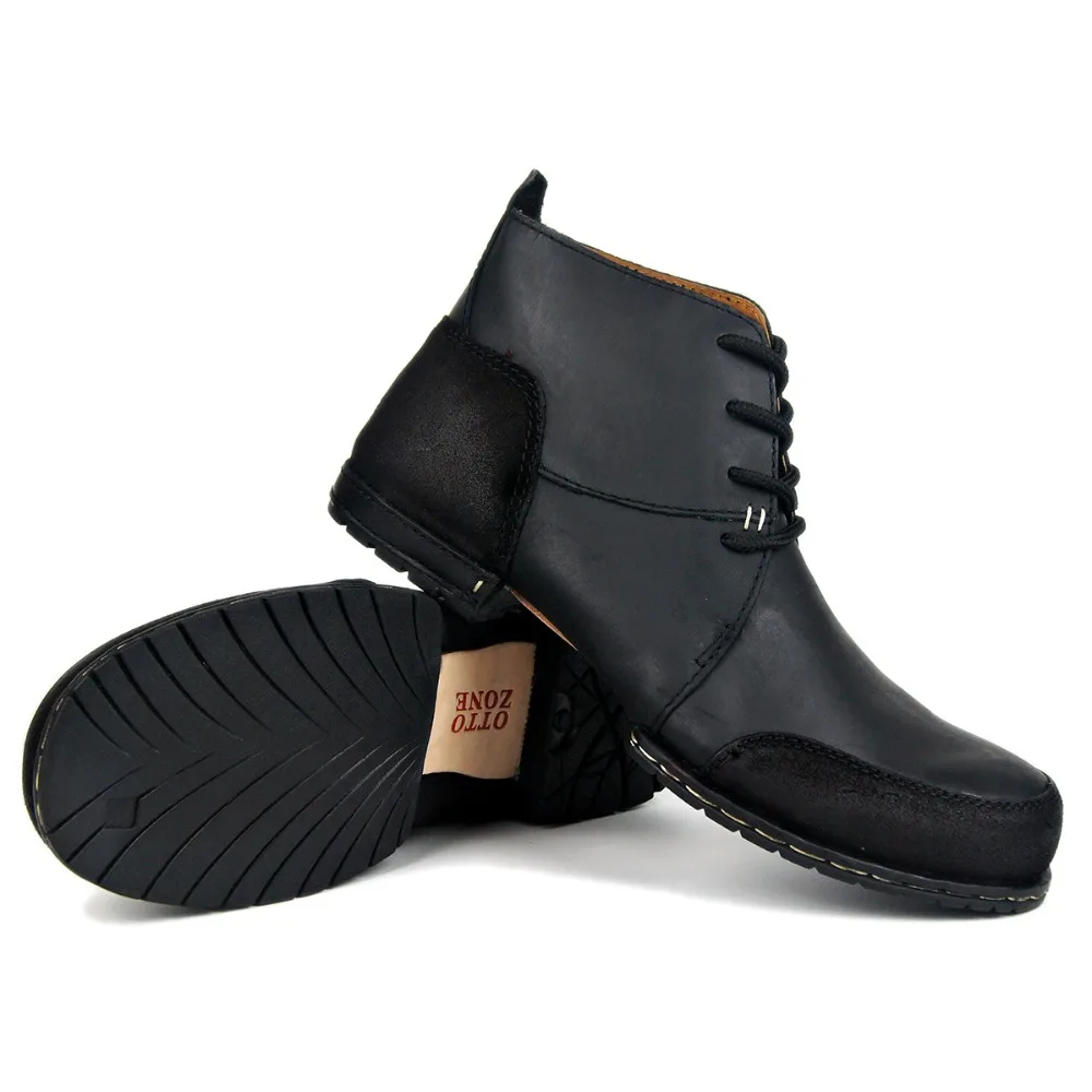 

OTTO Top Quality Handmade Shoes Boots Rivet Winter Boots with Fur Genuine Cow Leather Men's Fashion Shoes Free Fast Shipping