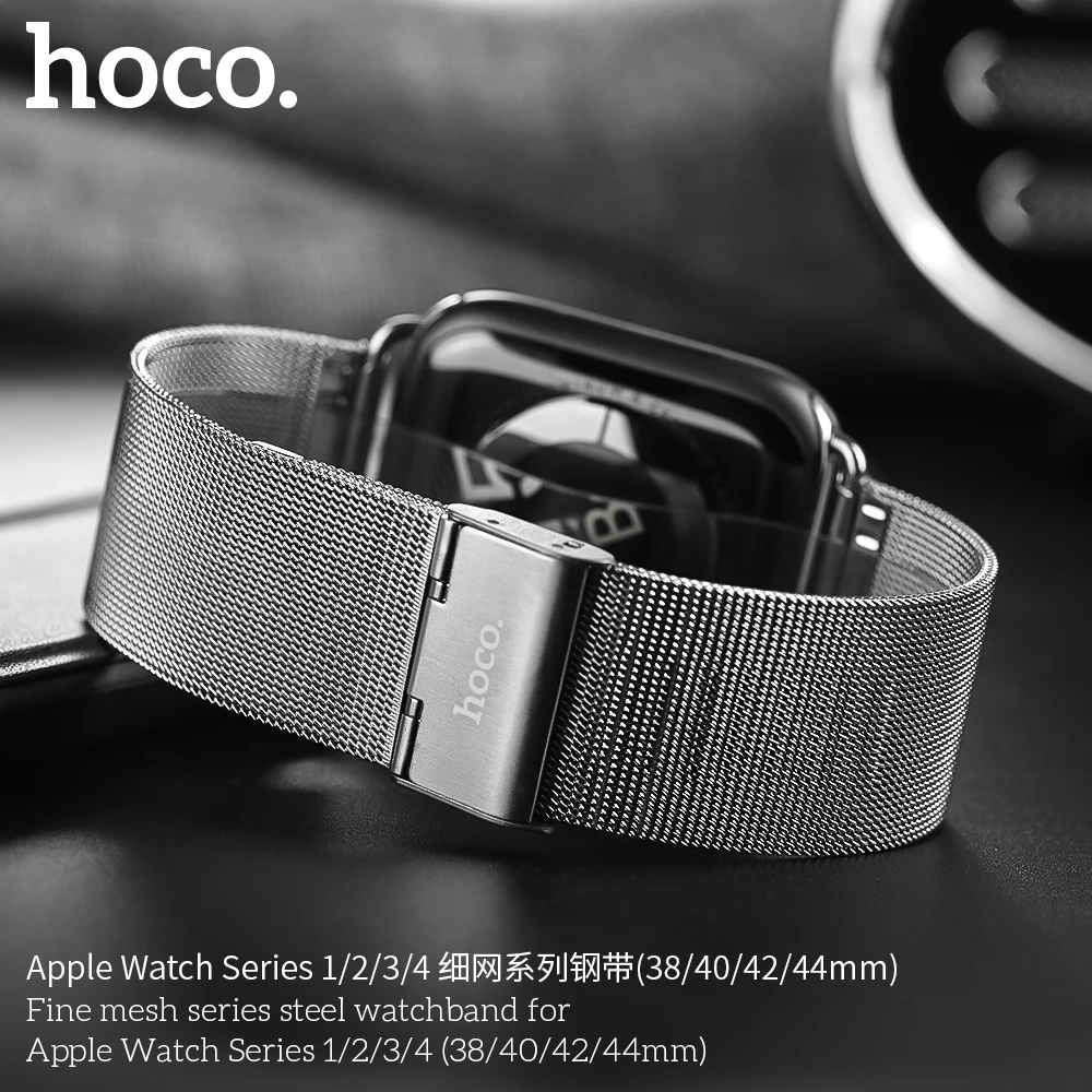 HOCO Нержавеющая Сталь Band для Apple Watch Series 5 4 3 2 1 iWatch 38 мм 44 мм 40 мм Милан Луп Двойная пряжка Женщины Мужчины Браслет