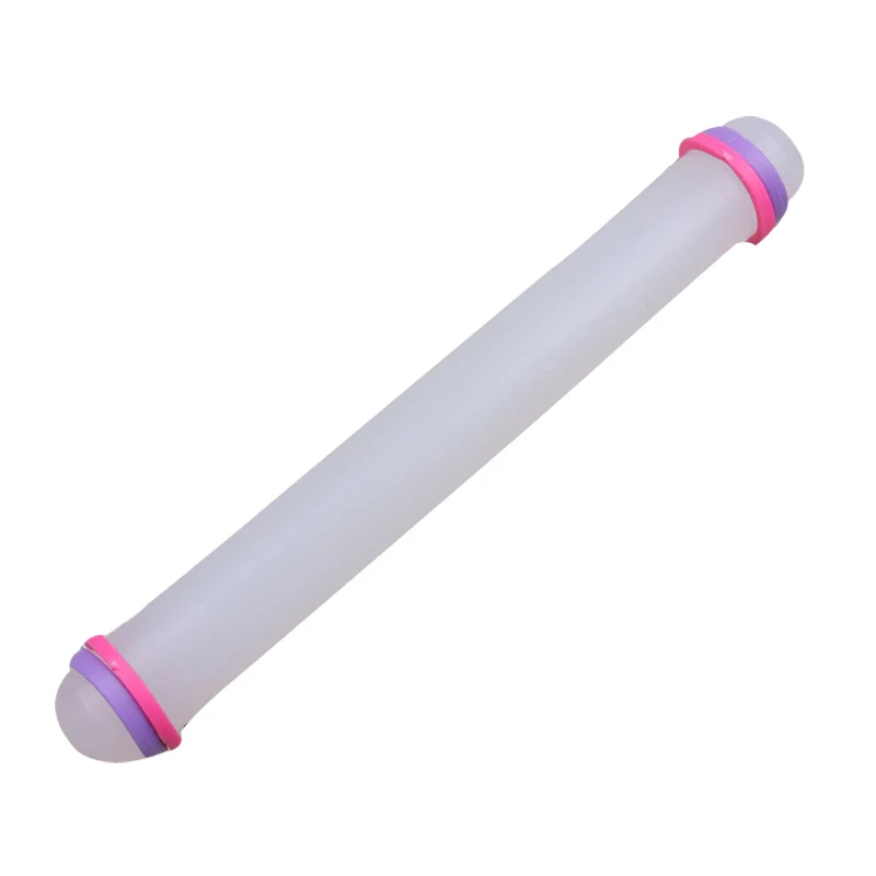 

Plastic Rolling Pin with Guide Rings Non-stick Fondant Cake Dough Roller Sugarcraft Polymer Clay Decorating Cake Roller Bakeware