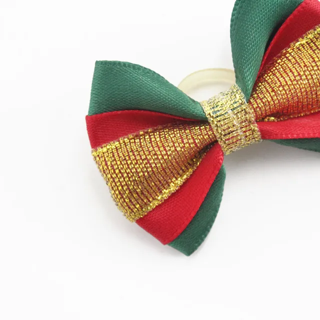 50 Pcs/100 Pcs Handmade Christmas Dog Bow Glitter Ribbon Bows For Dogs 6025027 Pet Grooming Small Wholesale