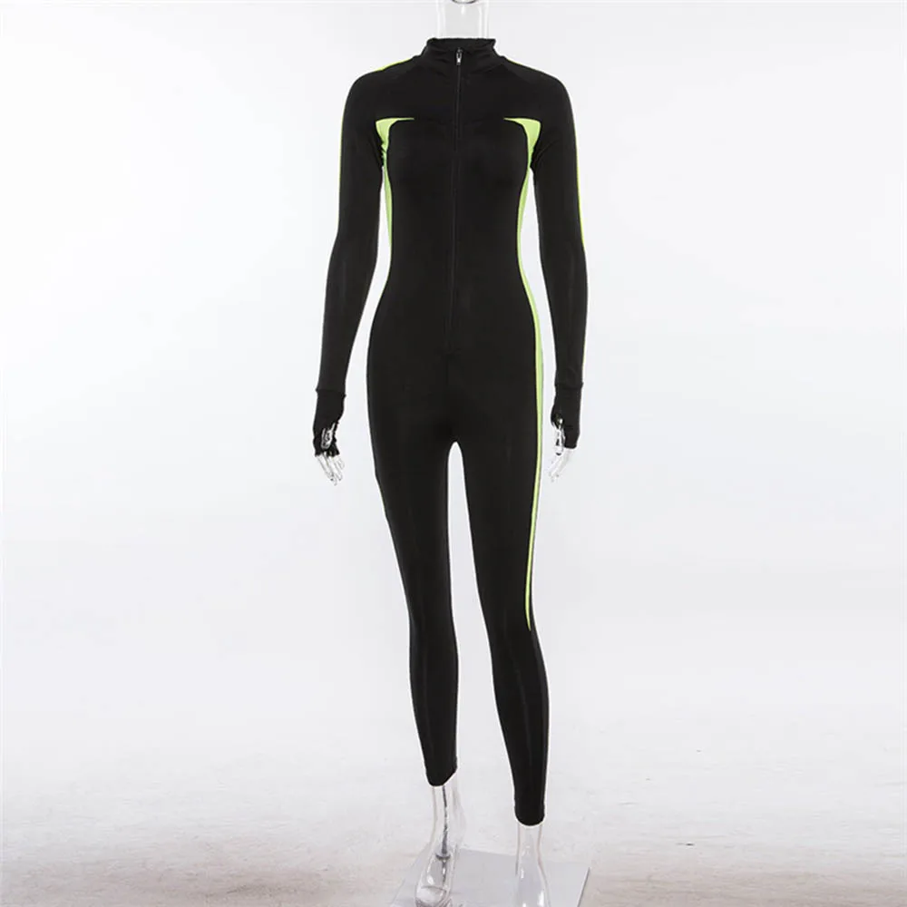 Yoga Sport Sets Women Fitness Clothing Gym Clothes Zipper Jumpsuits Solid Color Sportswear Sexy Athletic Workout Suit (6)