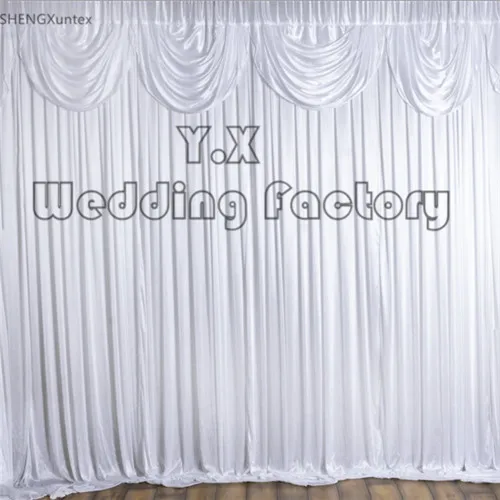 

10ft*10ft pure White Color Backdrop Curtain With Top Swag Drape For Party Event Decoration
