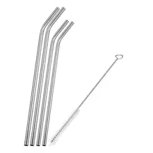 4 шт многоразовые соломинки из нержавеющей стали с 1 чистящей щеткой кружки соломинки домашние вечерние аксессуары для бара