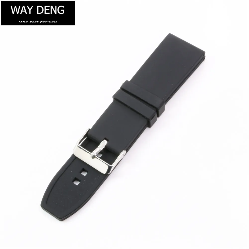 

Way Deng - Women Men Black Soft Plain Silicone Rubber Watchband Replacement 16/18/20/22/24/26/28 MM Watch Band Strap - Y050