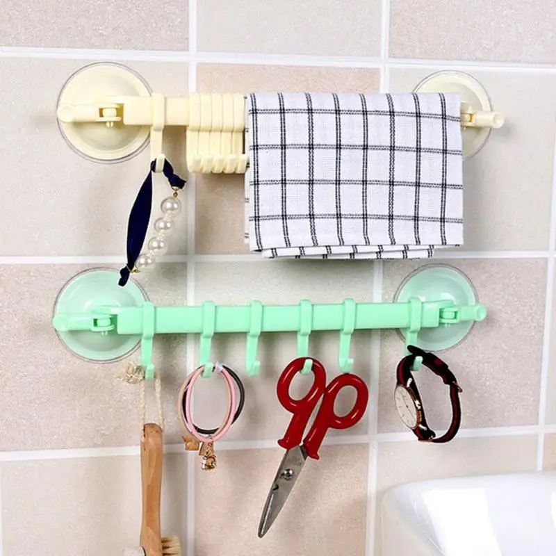 Пластиковая кухонная Вешалка-органайзер на присоске, банное полотенце, крючок для ванной, инструмент для приготовления пищи, вакуумный стеллаж для хранения