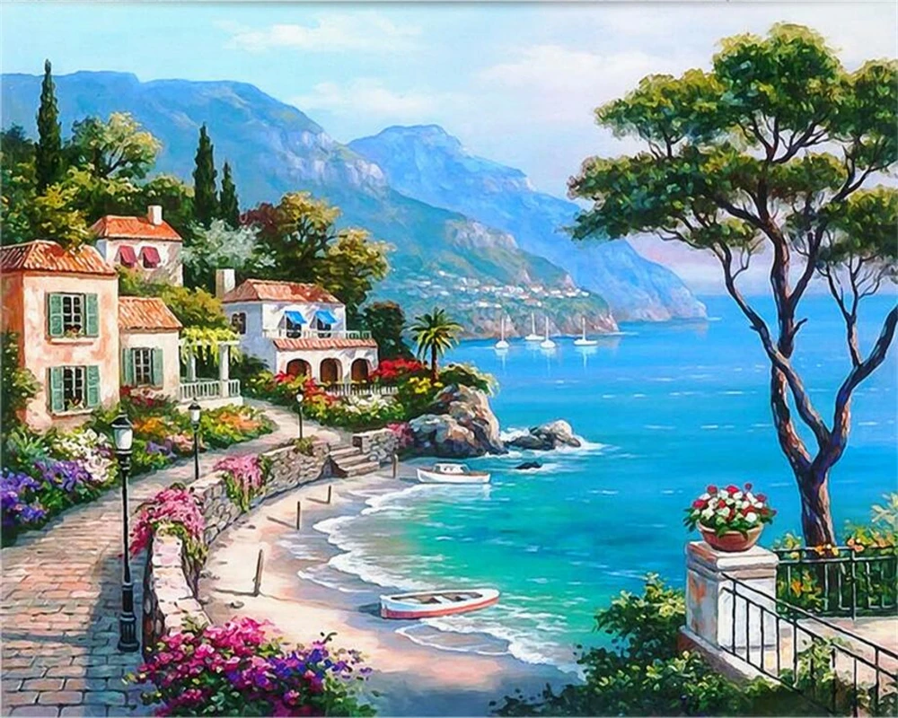 Beibehang 地中海の海辺の庭の3d壁紙 油絵の背景 室内装飾 3d Wallpaper Wallpaper 3d3d Wallpaper Wallpaper Aliexpress