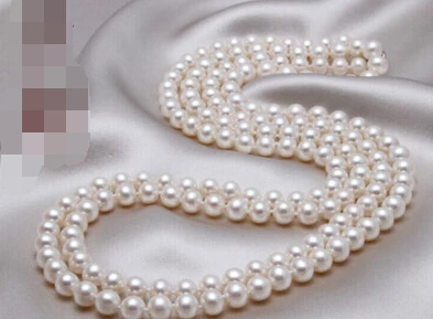 

N3809 double strands8-9mm south sea white pearl necklace % Discount AAA