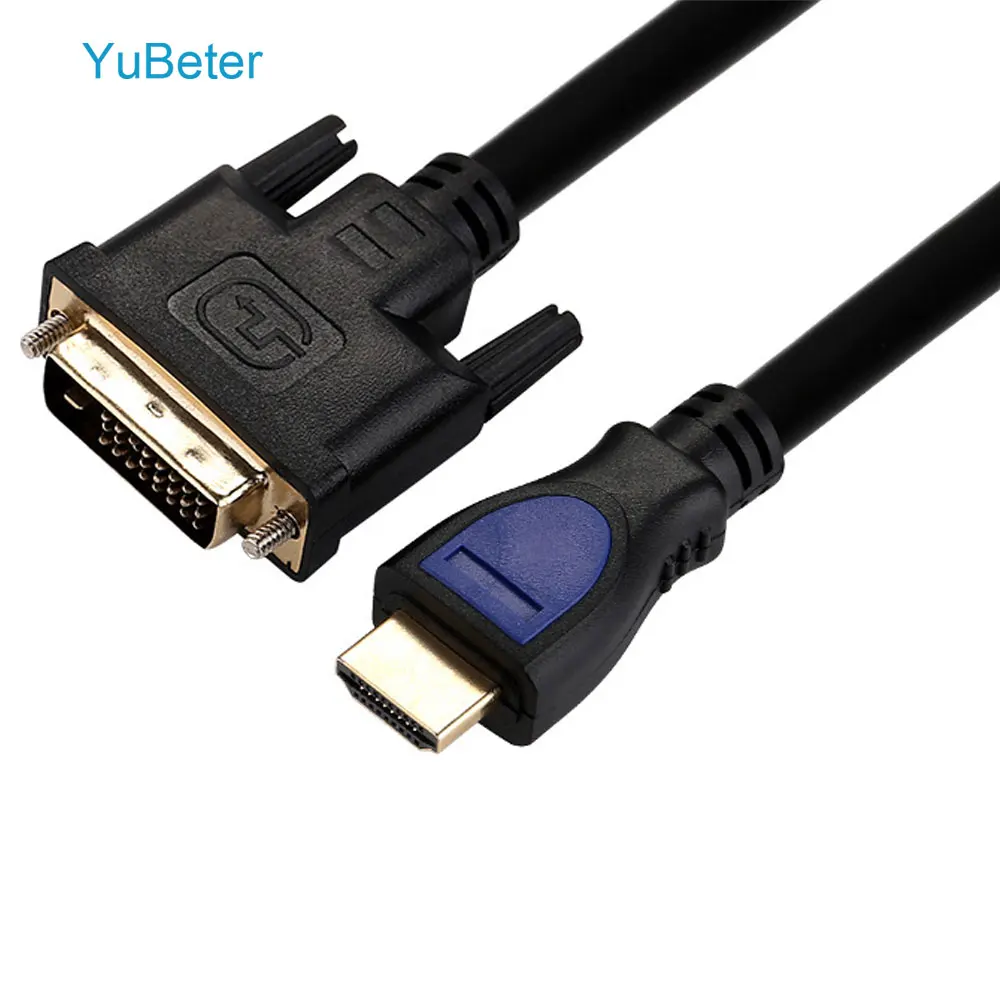 YuBeter 1 5 м Кабель HDMI DVI 24 + pin адаптер D Папа к Мужской видео конвертер для компьютера
