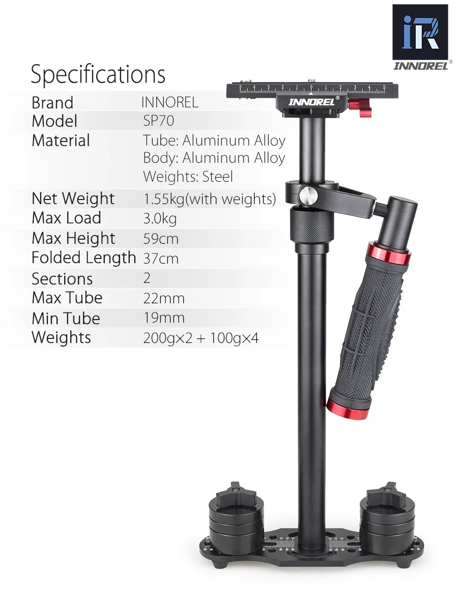 SP70 Steadycam алюминиевый ручной Стабилизатор Steadicam DSLR видео камера фотостудия 3,0 КГ система стабилизации нагрузки