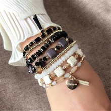ZOSHI – Bracelets en pierre naturelle pour femmes, style bohème, Vintage, enroulé, 4 brins multicouches, tissé à la main, breloque en forme de cœur