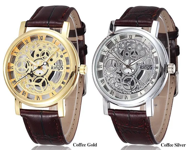 Hot Sales Kings Hollow Skeleton Leather Watch Women Men Business Military Dress Hot Sales Kings Hollow Skeleton Leather Watch Women Men Business Military Dress
