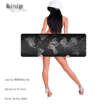 

Mairuige store new Super Large Size 90cm*40cm grande World Map mouse pads Speed Computer Gaming Mouse Pad Locking Edge Table Mat