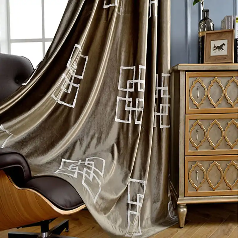 Luxury Brown Velvet Curtains For Living Room Bedroom Classical