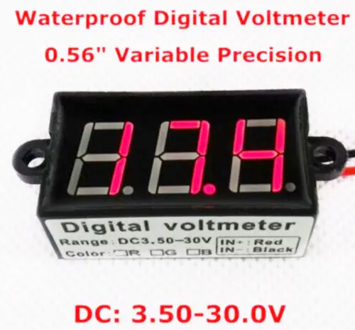 DC 3.5-30V Digital Voltmeter Voltage Test Module Waterproof 3Bit Red 0.56'' | Электроника