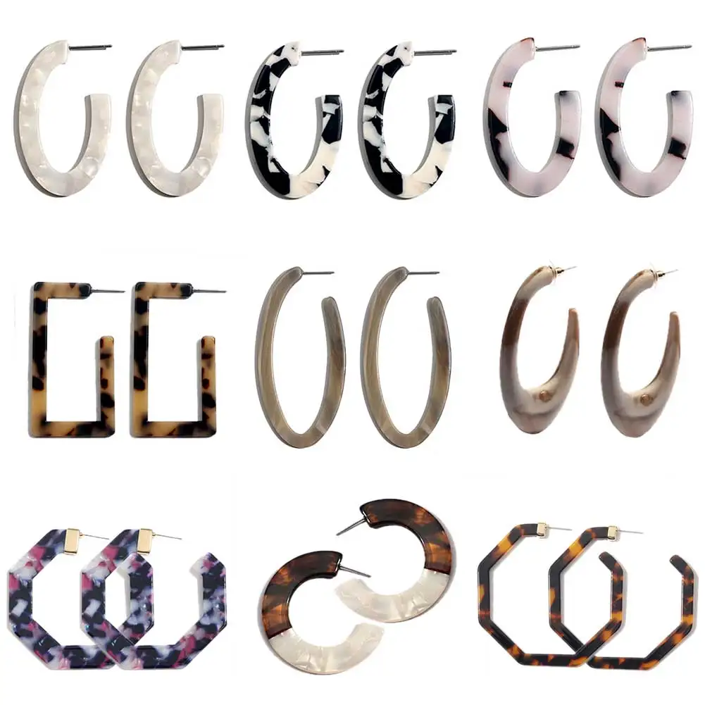 

Fashion Acrylic Acetate Stud Earrings for Women Vintage Leopard Print Circle Round Geometric Bohemia Earring Female 2019 Jewelry