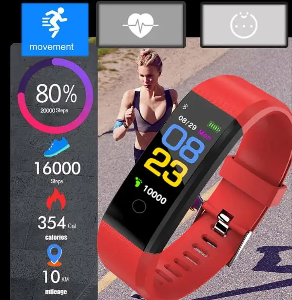 

Smart Wristband Health Monitor Heart rate/Blood Pressure/Pedometer Waterproof Sports Bracelet for Men Women watch