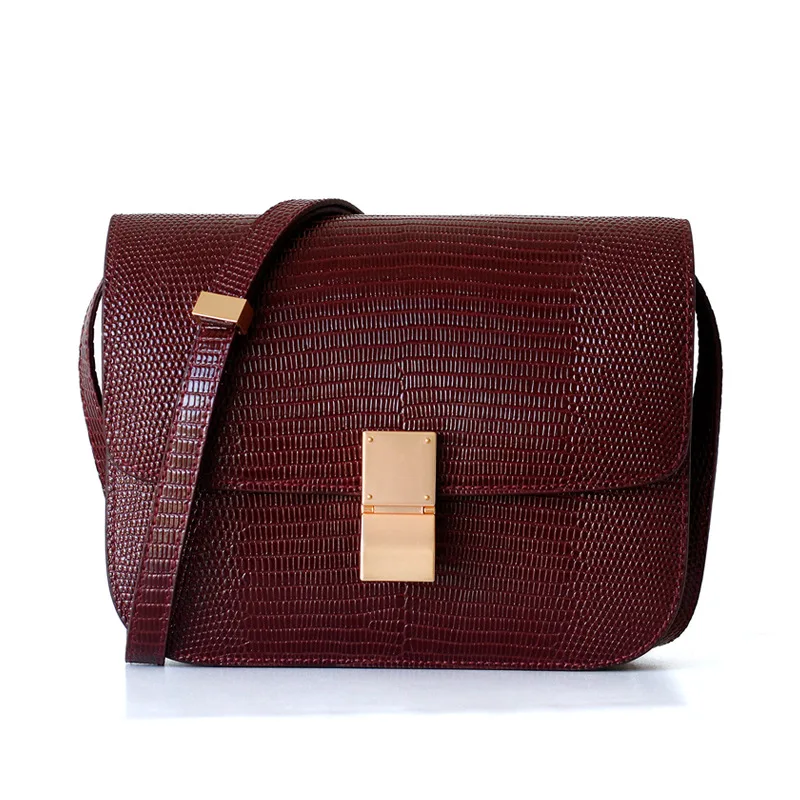 

New Trend Genuine Leather Lizard Pattern Women Bag Small Square Bag Shoulder Messenger Bag Luxury Handbags Women Bags Designer