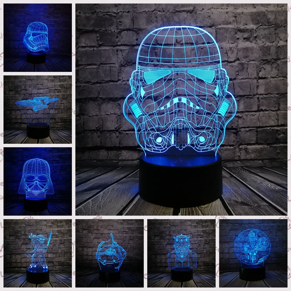 

2019 NEW 3D Lamp Stormtrooper Knight Yoda Jedi Warrior Trek Death Star War LED NIGHT LIGHT Multicolor Cartoon Toy Luminaria LAVA
