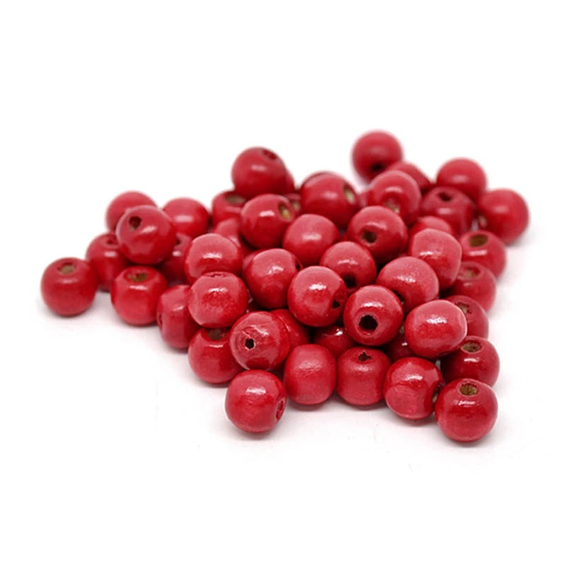 DoreenBeads 200 шт. красные/черные деревянные промежуточные бусины круглые черные для