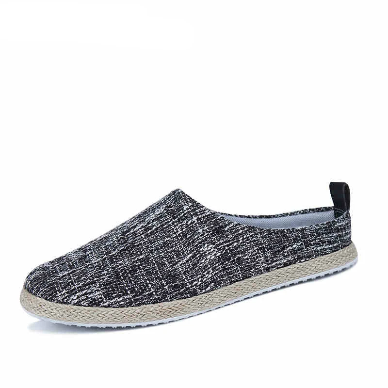 

New 2016 Men Canvas shoes slip on loafers fashion hemp high quality casual shoes light breathable plus size 39-45