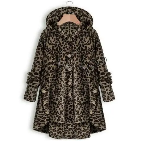 Женское зимнее пальто с капюшоном, осенняя теплая леопардовая и однотонная верхняя одежда, Весенняя модная Асимметричная женская теплая ветрозащитная верхняя одежда