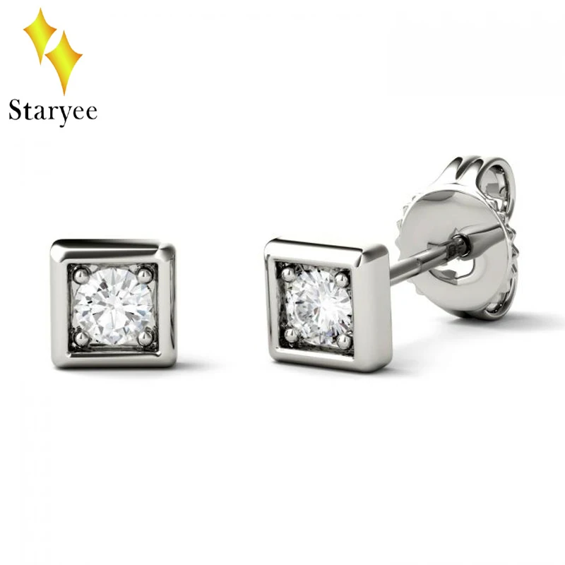 

Certified 0.06ct CHARLES & COLVARD Moissanite Diamond Stud Earrings Real 18K Solid White Gold 2018 New Jewelry For Women