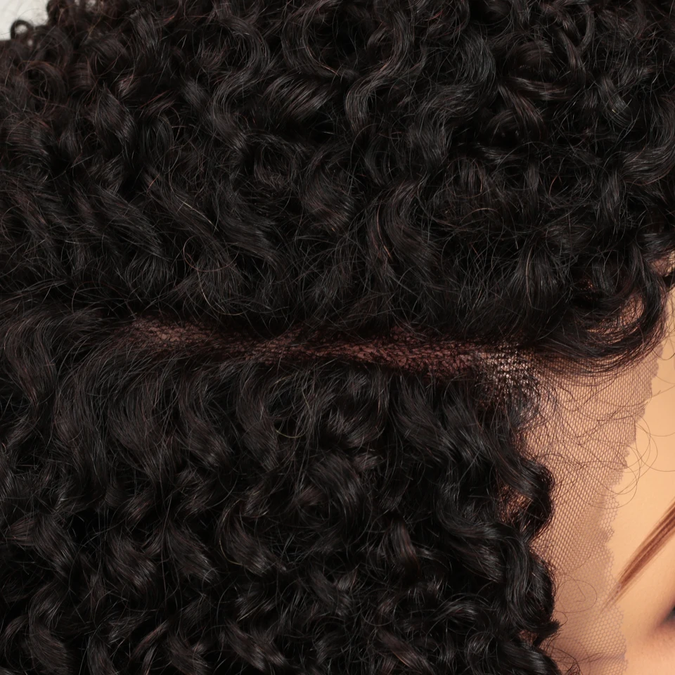 Гладкий кудрявый кружевной передний парик человеческих волос Бразильский Натуральный афро кудрявый парик человеческих волос Remy Bob парики