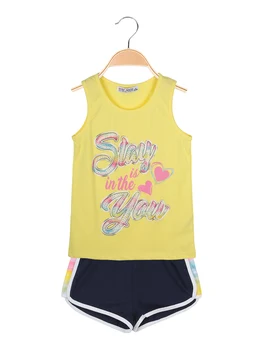 

MISS IMAGE Camisole with writings and rhinestone + shorts-full 2 pieces Cotton