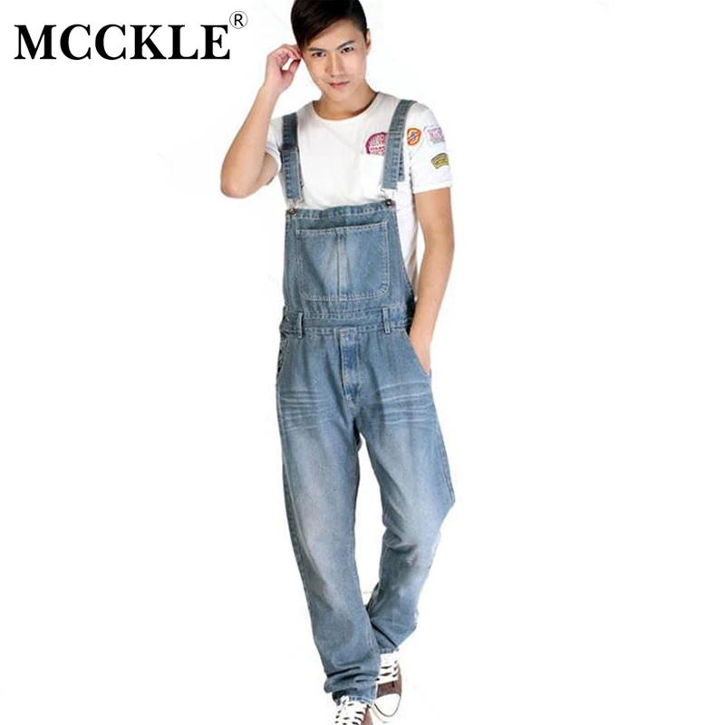 Buy Men's Strap Overalls Jeans Long Bib Pants High