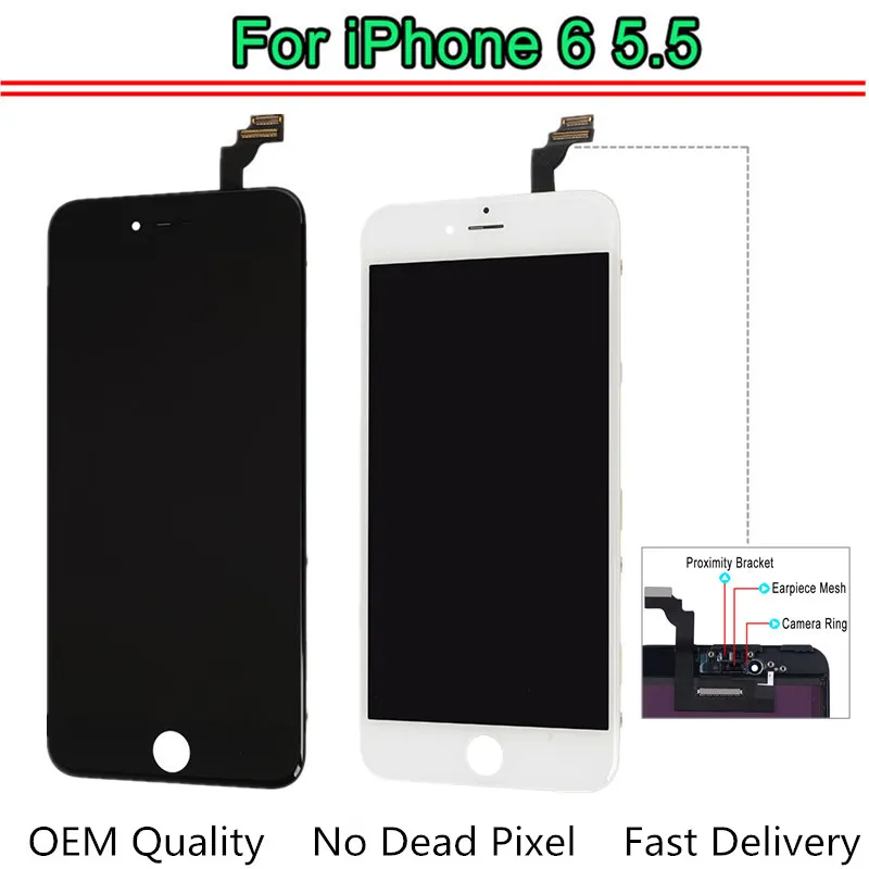 

5PCS OEM Quality For iPhone 6 Plus LCD Screen with touch Digitizer Assembly Display Replacement Tested One by One Free DHL Ship