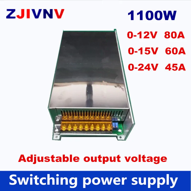 1200W Switching Power Supply output voltage adjustable 0 12V 80A, 0 15V