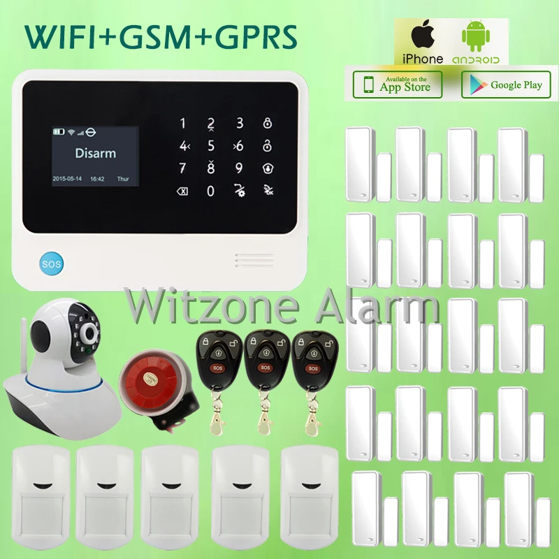 

English/Russian/Spanish/French Menu Android Iphone APP control wifi alarm intrusion alarm systems with wireless wifi ip camera