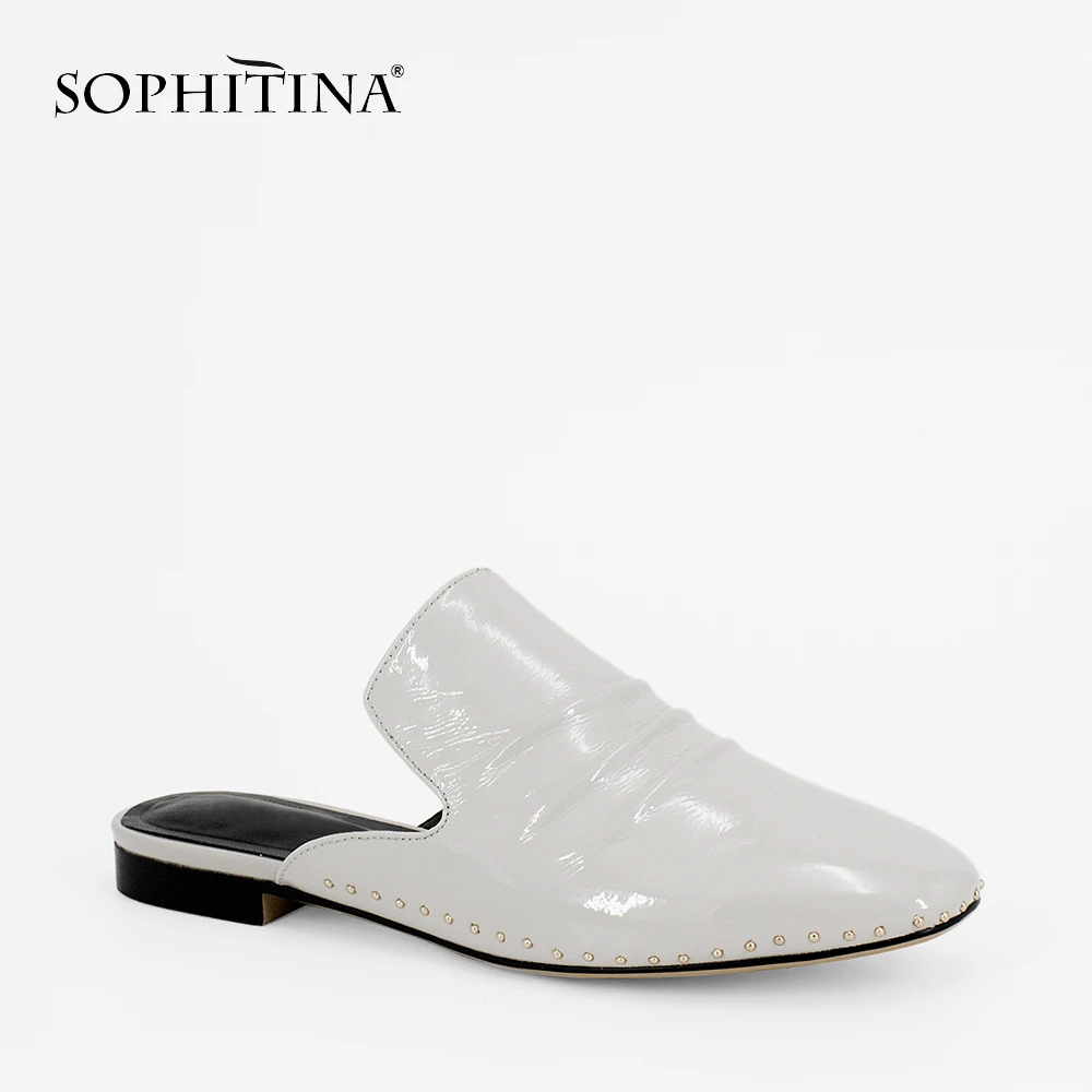 SOPHITINA/пикантные туфли без задника из мягкой коровьей лакированной кожи на