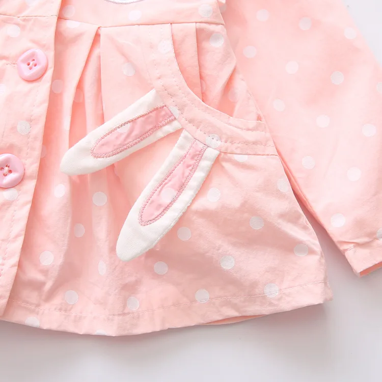 8 Bibihou Baby Girls Jacket Clothes 2017 Spring Cotton Sweet Newborn Bow Cartoon Rabbit Hooded Windbreaker For Jackets & Coats