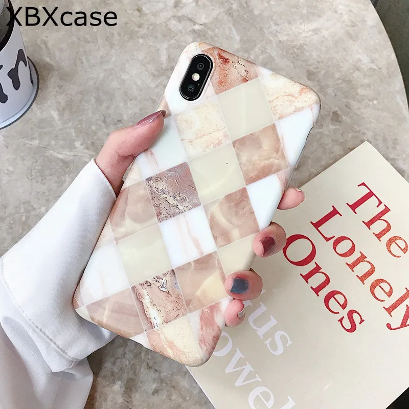 

XBXcase Vintage Marble Tile Case for iPhone X XS Max XR Soft Back TPU Silicone Cover for iPhone 6 6S 7 8 Plus Matte Scrub Case