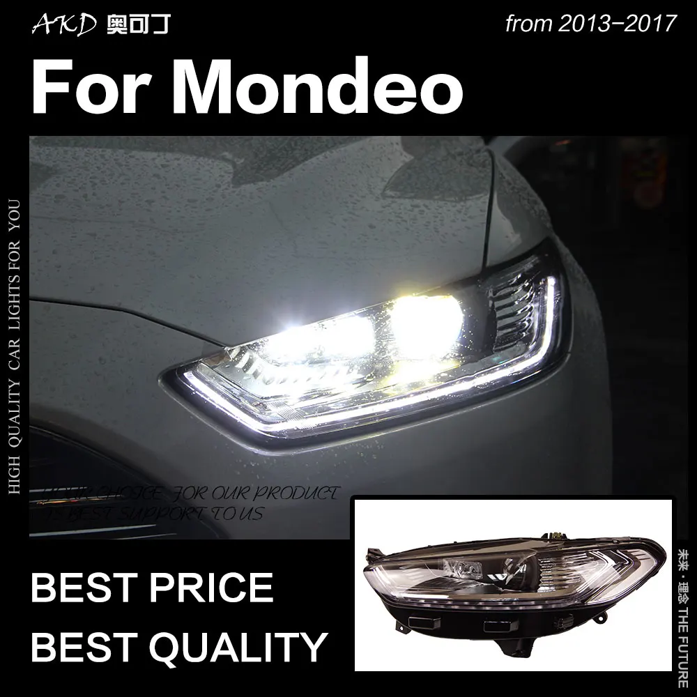  AKD Car Styling for Ford Fusion Headlight 2013-2017 Mondeo LED Head Lamp H7 D2H Hid Dynamic Signal  - 32853497284