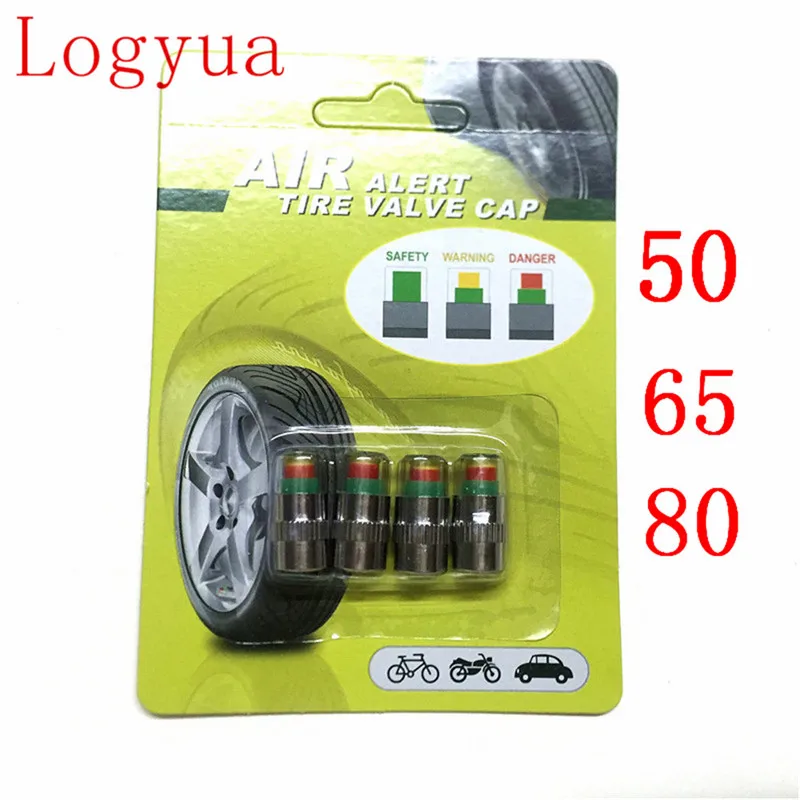 

4Pcs/Lot High quality 50PSI 65PSI 80PSI Air Warning Alert Tire Valve Pressure Sensor Monitor Light Cap Indicator For Truck