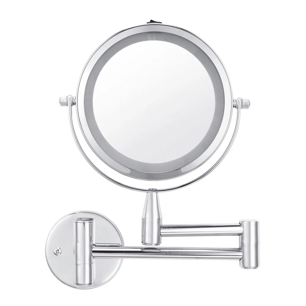 1X/5X увеличивает освещение макияж зеркало регулируемый настенный зеркало для ванной комнаты 6 дюймов двойной удлиняющий кронштейн 2-лицевая сторона косметическое зеркало