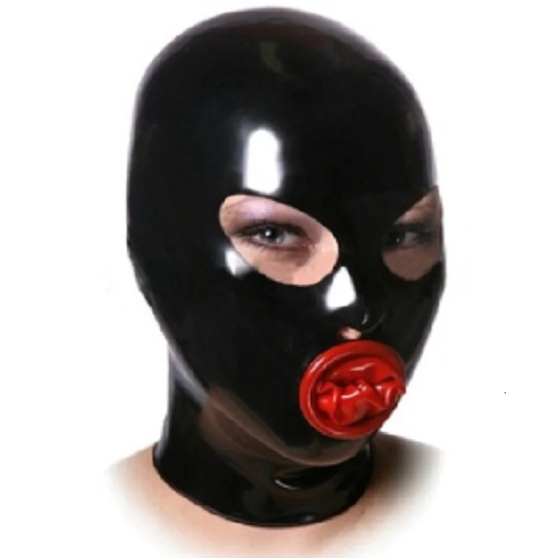 

Latex Hood Fetish Mask with mouth sheath net eyes eyes opened back zipper