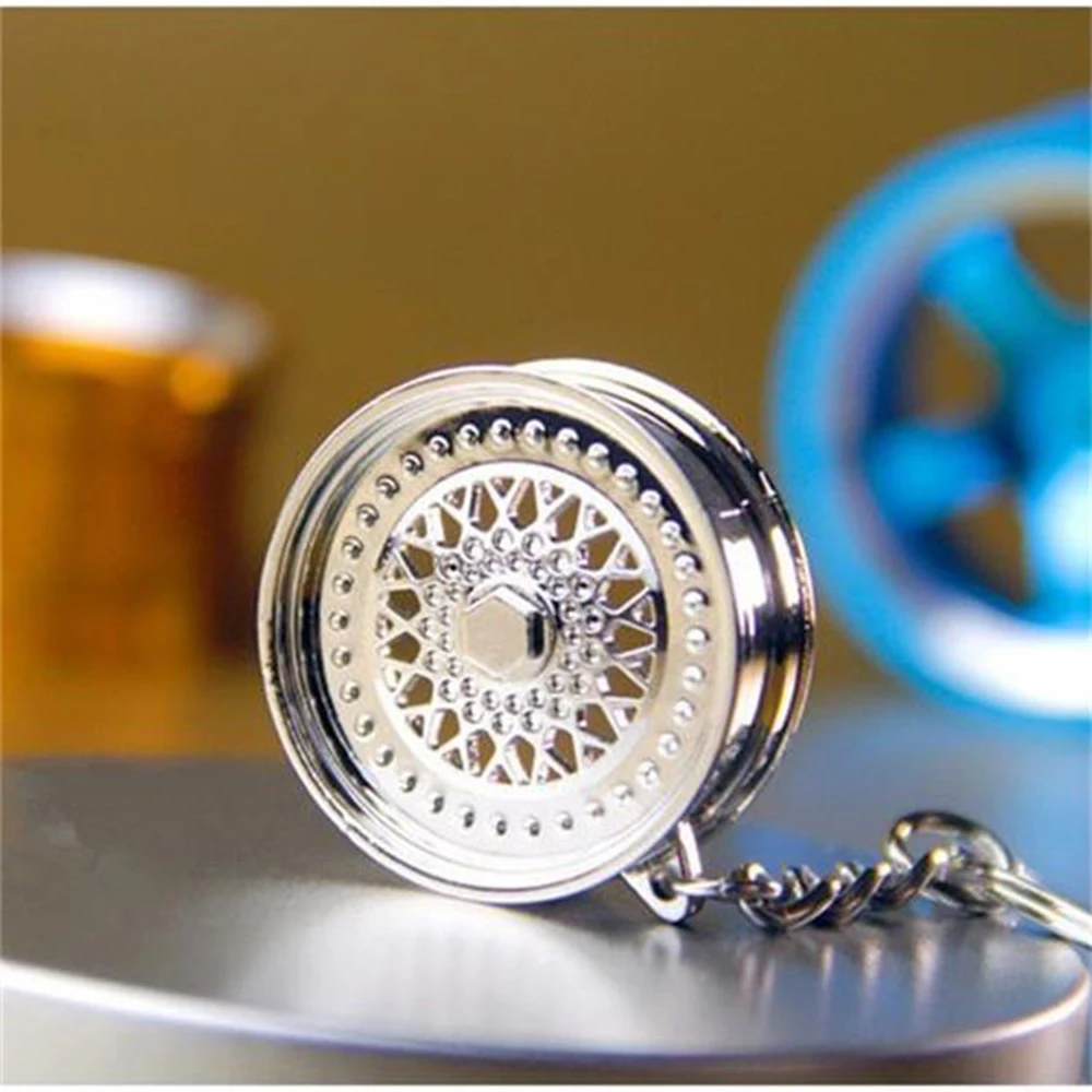 

Stainless Steel Keychain Car Key Ring High-grade Simulation Wheel Hub Model Key Chain Keyring Keyfob Home Key Pendant for Gift