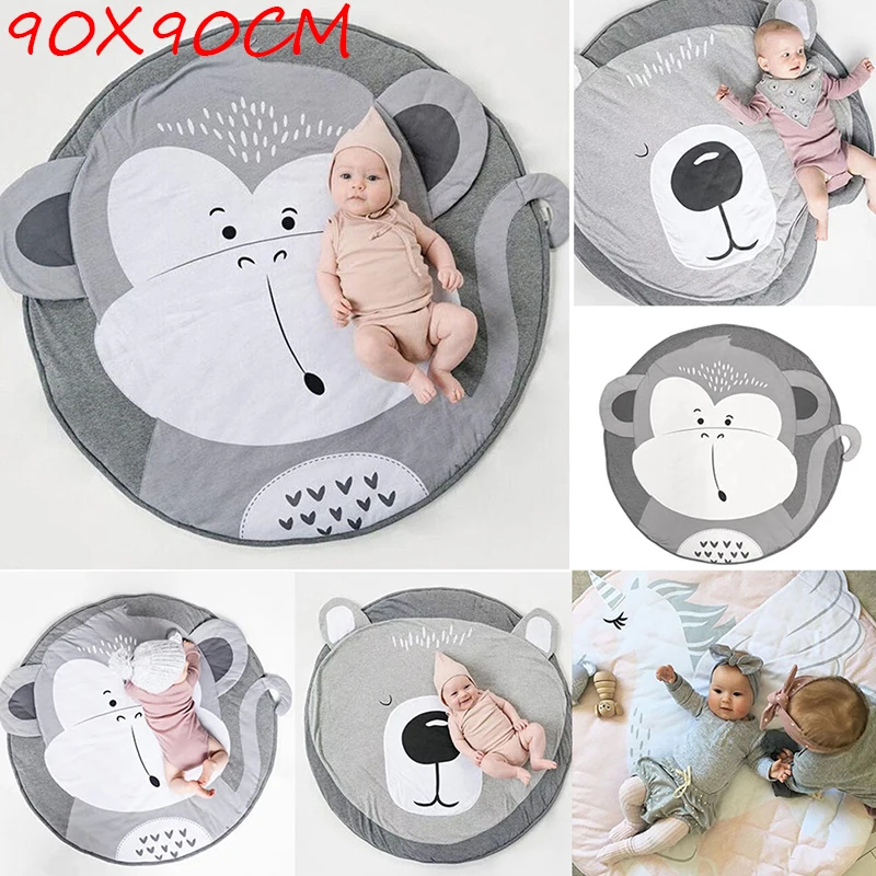 

Cute Cartoon Animal Baby Play Mat Pad Toddler Kids Crawling Blanket Round Carpet Rug Toy Mat For Children Room Decor Photo Props