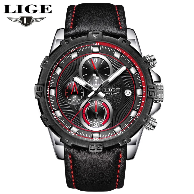

LIGE Top luxury Brand watches mens sport waterproof leather quartz wrist watch men Casual fashion dress Clock Relogio Masculino