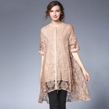 

Women See Through Long Floral Shirts Blouses Two Piece Outfit Plus Size 3xl Spring Summer