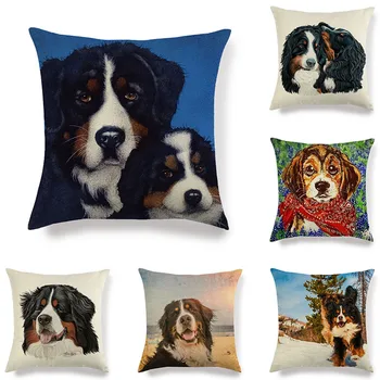 

45cm*45cm ernese Mountain Dog linen/cotton throw pillow covers couch cushion cover home decorative pillow coversFor Decor