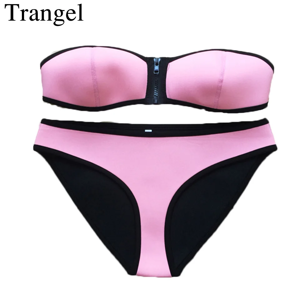 

Trangel Neoprene bikini women swimsuit push up bikinis 2017 swimwear solid bating suit maillot de bain femme bandeau bikini